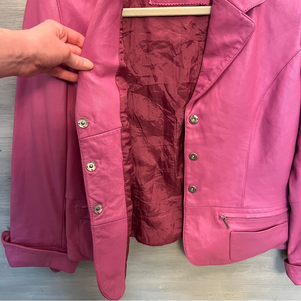 I.e.‎ Pink Blazer Style Soft Leather Jacket Medium Good Condition - Picture 6 of 10